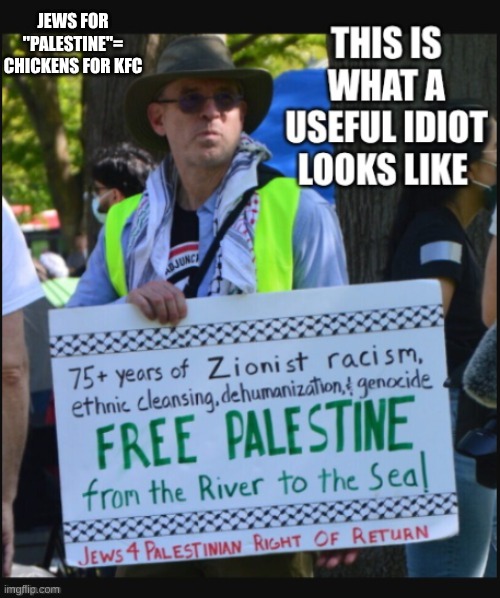 expression memes | JEWS FOR ''PALESTINE''=
CHICKENS FOR KFC | image tagged in palestine,jews,stupid people | made w/ Imgflip meme maker