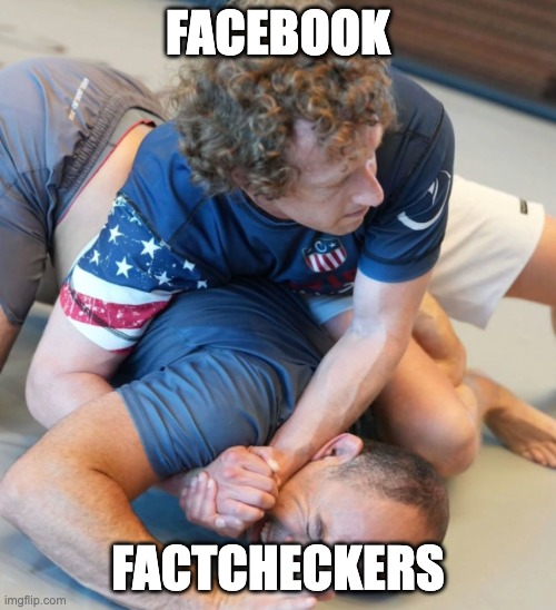 Zuckfight | FACEBOOK; FACTCHECKERS | image tagged in zuckerberg facebook meta | made w/ Imgflip meme maker