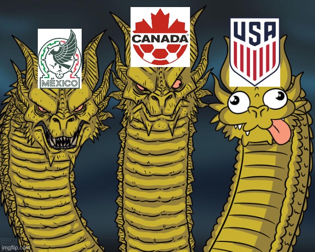 The big three of concacaf | image tagged in three-headed dragon | made w/ Imgflip meme maker