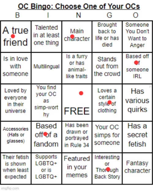 TheSuitedGayWeeb's OC Bingo | image tagged in thesuitedgayweeb's oc bingo | made w/ Imgflip meme maker