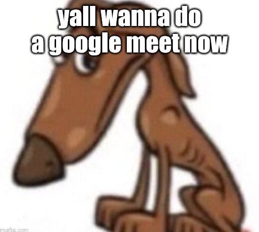 sad dog | yall wanna do a google meet now | image tagged in sad dog | made w/ Imgflip meme maker