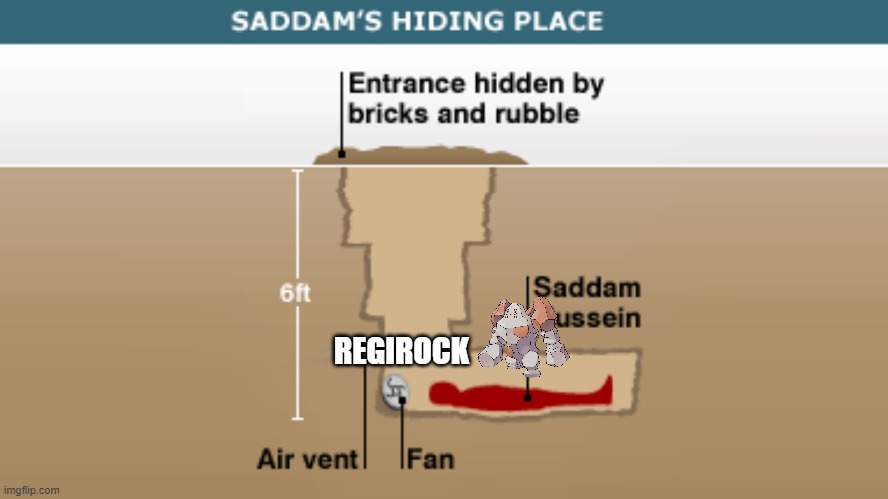 UN UN UN UN UN UN | REGIROCK | image tagged in saddam's hiding place | made w/ Imgflip meme maker