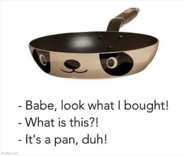 Here’s a terrible one | image tagged in dad joke,puns,bad pun,frying pan,panda | made w/ Imgflip meme maker