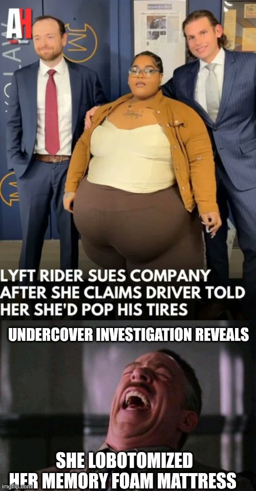 Uber meme | UNDERCOVER INVESTIGATION REVEALS; SHE LOBOTOMIZED HER MEMORY FOAM MATTRESS | image tagged in spider man boss | made w/ Imgflip meme maker