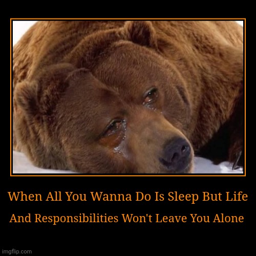 Adulthood | When All You Wanna Do Is Sleep But Life | And Responsibilities Won't Leave You Alone | image tagged in funny,demotivationals,memes,frontpage | made w/ Imgflip demotivational maker