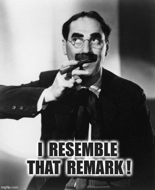 I  RESEMBLE  THAT  REMARK ! | image tagged in groucho marx | made w/ Imgflip meme maker