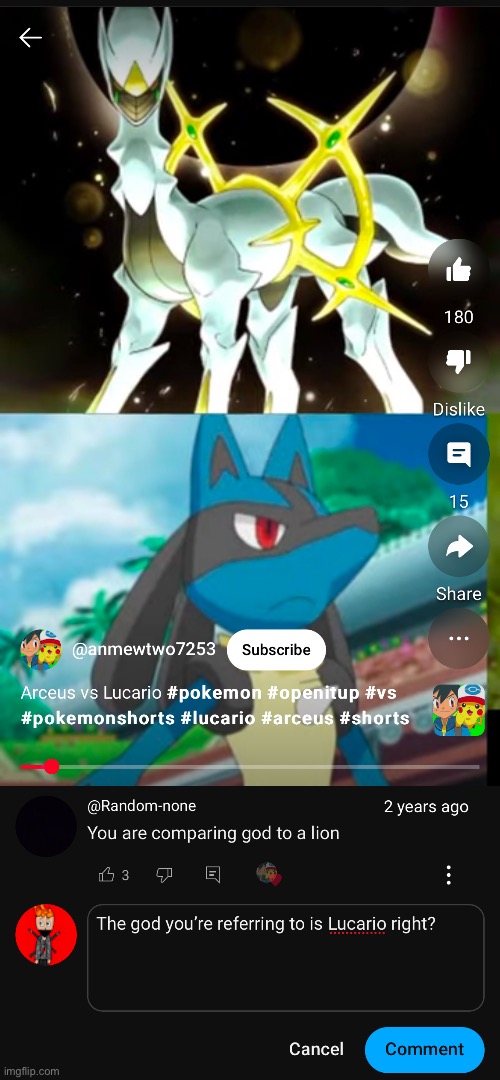 Nah that’s crazy | image tagged in pokemon,lucario,arceus,gaming,anime | made w/ Imgflip meme maker