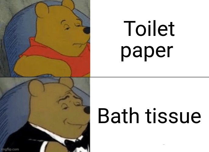 Tuxedo Winnie The Pooh Meme | Toilet paper; Bath tissue | image tagged in memes,tuxedo winnie the pooh,relatable,relatable memes,funny,funny memes | made w/ Imgflip meme maker