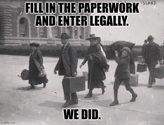 Ellis Island | FILL IN THE PAPERWORK AND ENTER LEGALLY. WE DID. | image tagged in ellis island | made w/ Imgflip meme maker