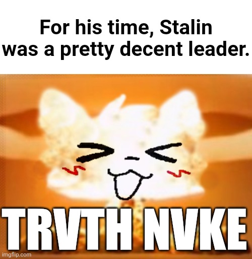 For his time, Stalin was a pretty decent leader. TRVTH NVKE | made w/ Imgflip meme maker