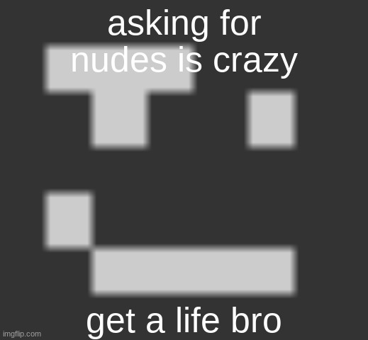 geramn's smirk | asking for nudes is crazy; get a life bro | image tagged in geramn's smirk | made w/ Imgflip meme maker