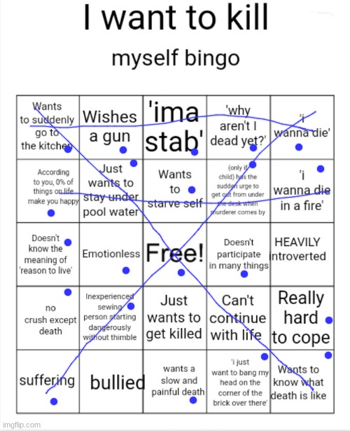 I want to kill myself bingo | image tagged in i want to kill myself bingo | made w/ Imgflip meme maker