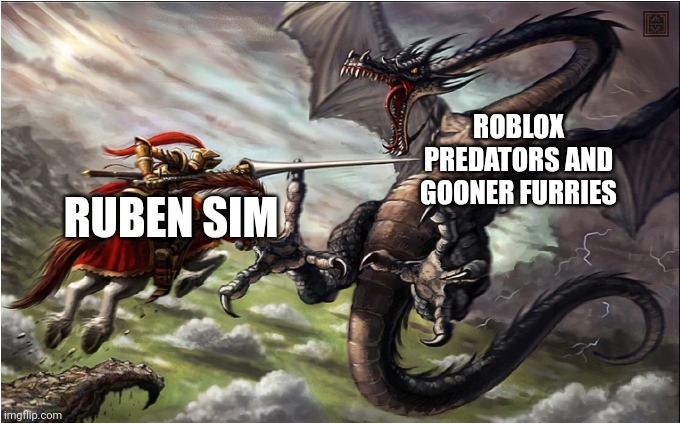 Ruben Sim, the hero roblox needs: | ROBLOX PREDATORS AND GOONER FURRIES; RUBEN SIM | image tagged in anti furry,ruben sim,roblox,chad | made w/ Imgflip meme maker