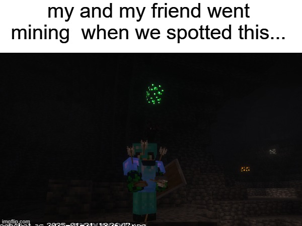 wow... | my and my friend went mining  when we spotted this... | image tagged in minecraft,rare,minecraft memes | made w/ Imgflip meme maker