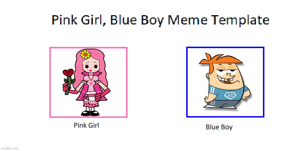 Shimmer Fluffers (Pink Girl) and Gus Turner (Blue Boy) | image tagged in pink girl blue boy meme template,hero 108,robotboy,cartoon network,european cartoons,united kingdom | made w/ Imgflip meme maker