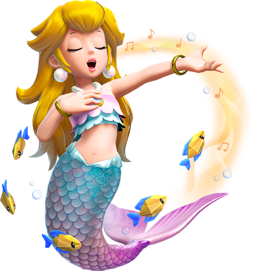 Peach singing with the fishes Blank Meme Template