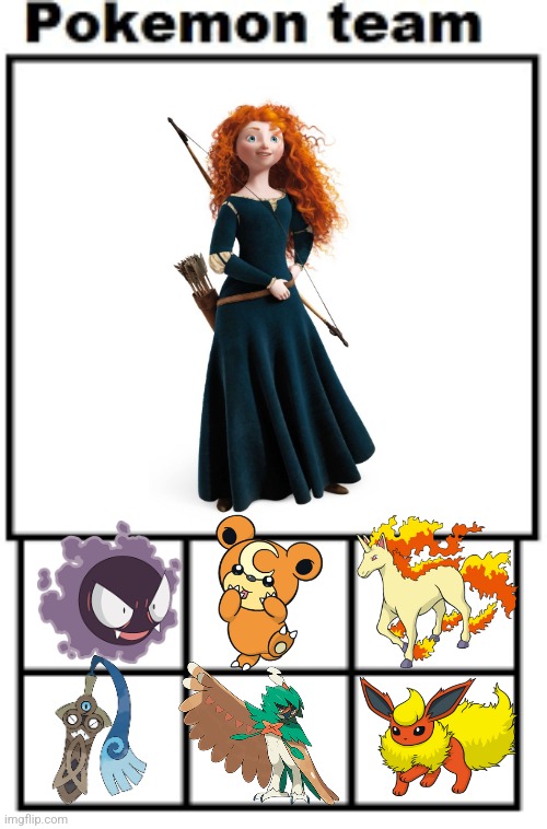 Merida's Pokémon | image tagged in pokemon team | made w/ Imgflip meme maker