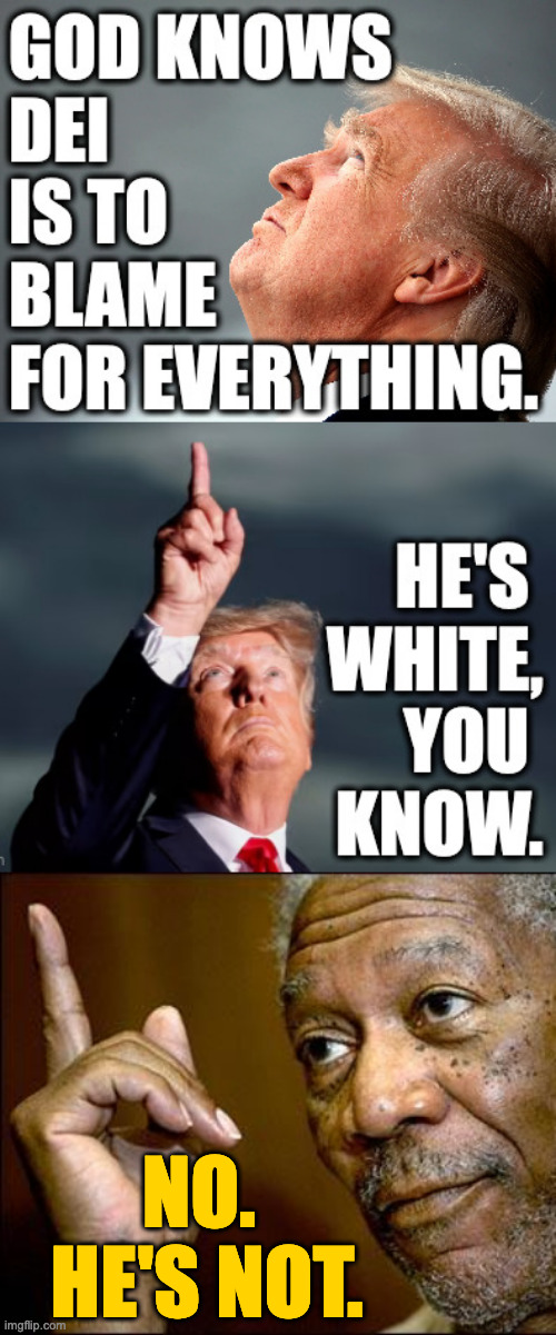 He's invisible, like Trump's accountability. | NO.  HE'S NOT. | image tagged in this morgan freeman,memes,racism,trump | made w/ Imgflip meme maker