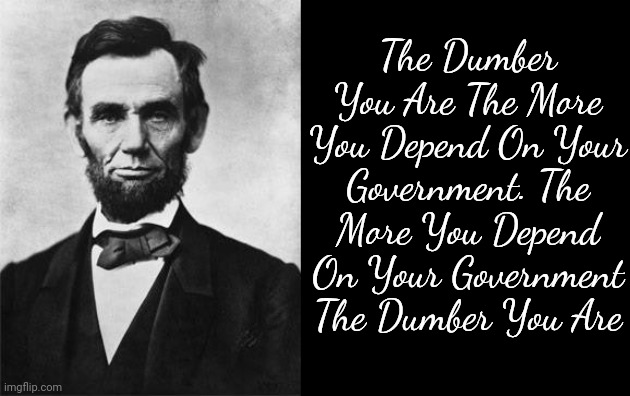 You Know School Isn't Your ONLY Source Of Knowledge, Right?  If They're Not Teaching You Everything You'll * Need It's On YOU | The Dumber You Are The More You Depend On Your Government. The More You Depend On Your Government The Dumber You Are | image tagged in quotable abe lincoln,knowledge is power,street smart,book smart,memes,educate yourself | made w/ Imgflip meme maker