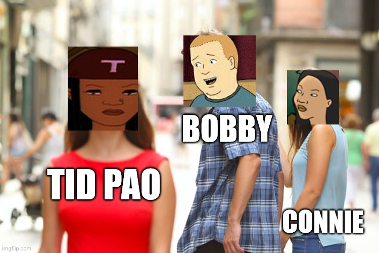 Triangle | BOBBY; TID PAO; CONNIE | image tagged in memes,distracted boyfriend | made w/ Imgflip meme maker