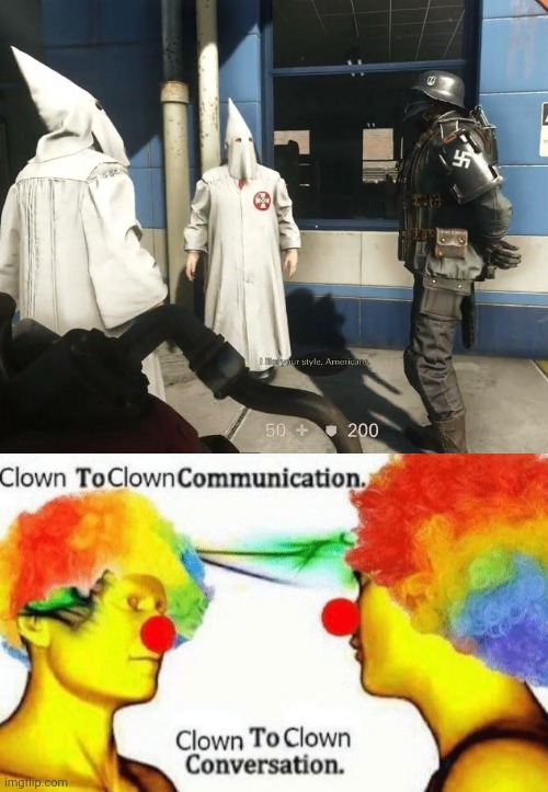 image tagged in clown to clown conversation | made w/ Imgflip meme maker