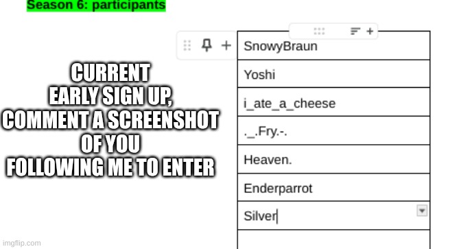 I will try to follow you back btw | CURRENT EARLY SIGN UP, COMMENT A SCREENSHOT OF YOU FOLLOWING ME TO ENTER | made w/ Imgflip meme maker