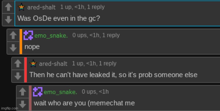 chat do you think emosnake knows who's also behind the shared alt | made w/ Imgflip meme maker