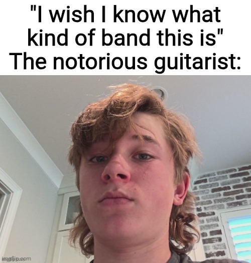 "I wish I know what kind of band this is"
The notorious guitarist: | made w/ Imgflip meme maker