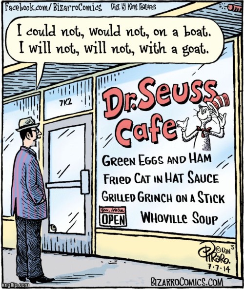 Dr. Seuss Cafe | image tagged in restaurant | made w/ Imgflip meme maker