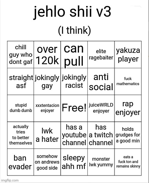 do my bingos | image tagged in jehlo binger 3 | made w/ Imgflip meme maker