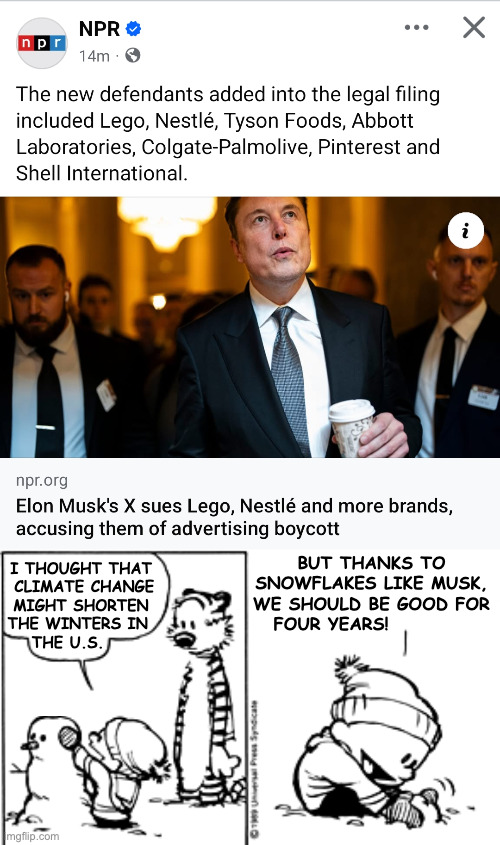 Winter wonderland. | BUT THANKS TO
SNOWFLAKES LIKE MUSK,
WE SHOULD BE GOOD FOR
FOUR YEARS! I THOUGHT THAT
 CLIMATE CHANGE
 MIGHT SHORTEN 
THE WINTERS IN 
THE U.S. | image tagged in memes,winter wonderland,muskflake | made w/ Imgflip meme maker