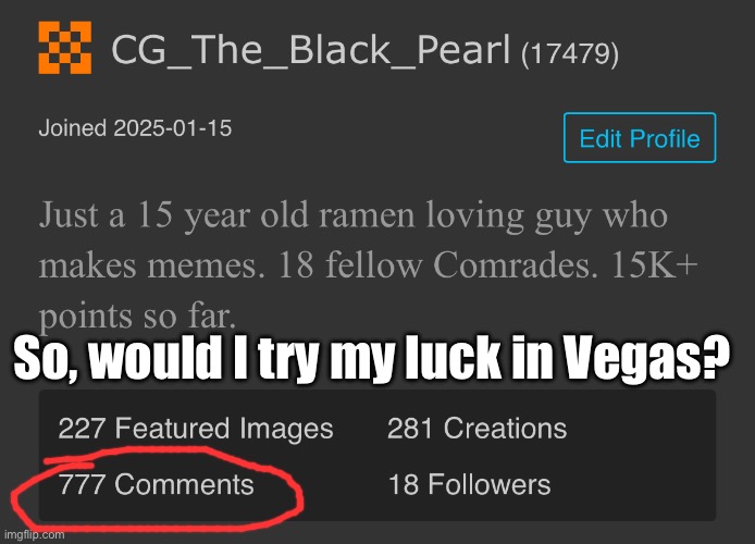 777 comments! | So, would I try my luck in Vegas? | image tagged in lucky charms,yahoo,comments | made w/ Imgflip meme maker