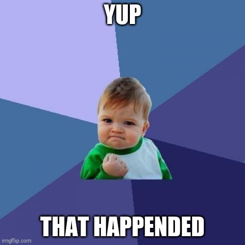 Success Kid | YUP; THAT HAPPENDED | image tagged in memes,success kid | made w/ Imgflip meme maker