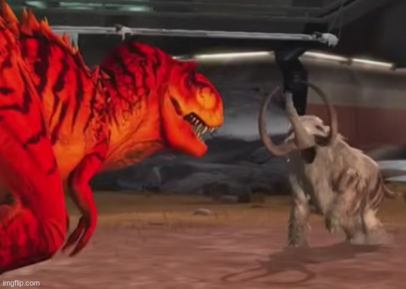 The King of the Dinosaurs vs The King of the Ice Age.mp3 | image tagged in jurassic park,jurassic world,jurassic park/world | made w/ Imgflip meme maker