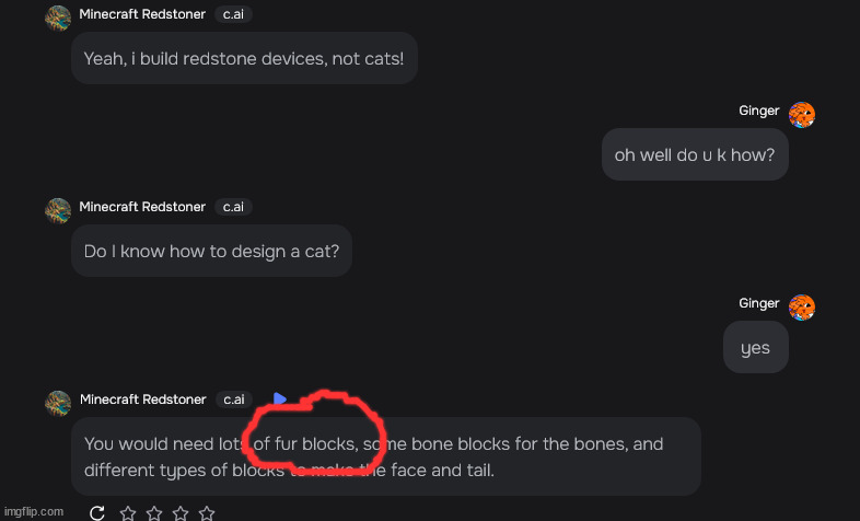Was asking an ai who builds redstone how to build a cat (More info in comments) | image tagged in minecraft memes,fail | made w/ Imgflip meme maker