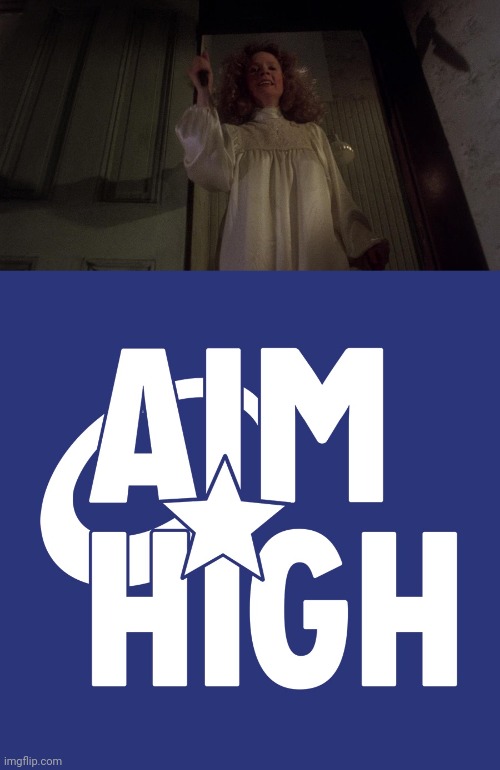 Adding context to the phrase "Aim High" | image tagged in aim high,carrie,piper laurie,margaret white,knife,dark humor | made w/ Imgflip meme maker