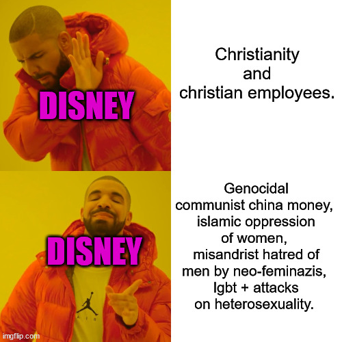 Disney fired a Woman for being christian! Boycott Disney! Fight their Oppression! Don't show your kids disney movies 'n content! | Christianity and christian employees. DISNEY; Genocidal communist china money, 
islamic oppression of women, 
misandrist hatred of men by neo-feminazis, 
lgbt + attacks on heterosexuality. DISNEY | image tagged in memes,christianity,woman,boycott,disney,iger sucks | made w/ Imgflip meme maker