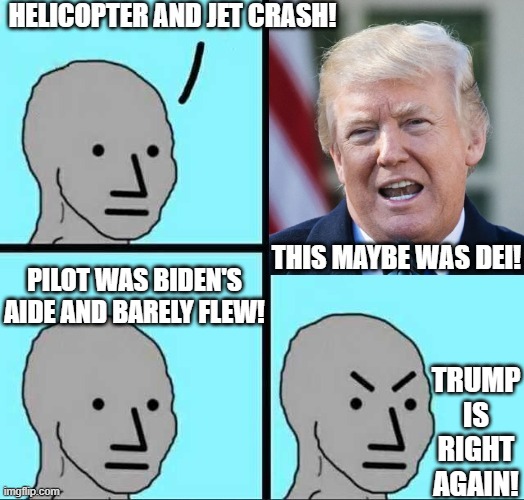 Trump is right again! | TRUMP IS RIGHT AGAIN! PILOT WAS BIDEN'S AIDE AND BARELY FLEW! | image tagged in donald trump pointing | made w/ Imgflip meme maker