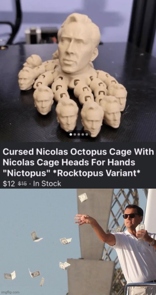 Nicolas Octopus Cage | image tagged in wolf of wall street money,nicolas cage,octopus,memes | made w/ Imgflip meme maker