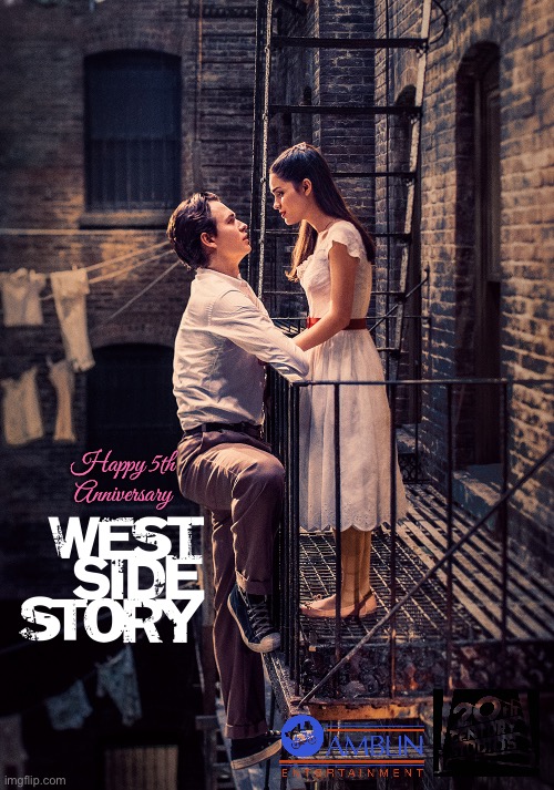 Happy 5th Anniversary, West Side Story | Happy 5th Anniversary | image tagged in musical,movie,love story,girl,barefoot,happy anniversary | made w/ Imgflip meme maker