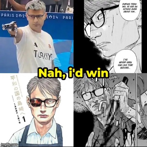 NAHHHHH | image tagged in memes,olympics,2nd medalist,true,anime,nah id win | made w/ Imgflip meme maker