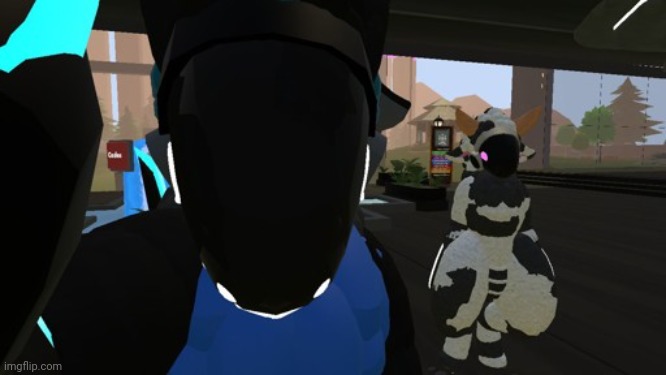 E | image tagged in rec room,furry,protogen | made w/ Imgflip meme maker