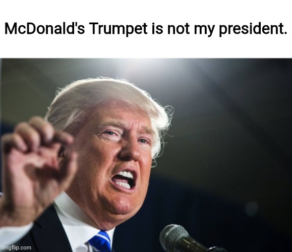 https://imgflip.com/i/9isy5z | McDonald's Trumpet is not my president. | image tagged in donald trump | made w/ Imgflip meme maker