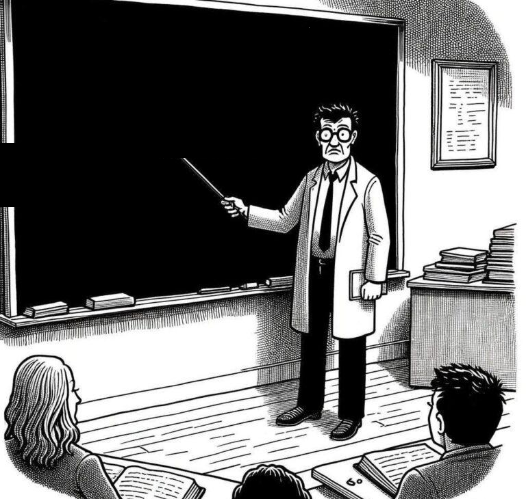 Teacher at blackboard Blank Meme Template