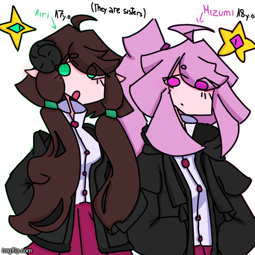 Airi and Mizumi | image tagged in ocs | made w/ Imgflip meme maker