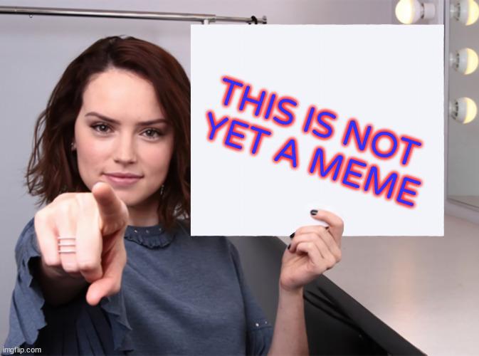 sort of not a liars paradox??? | THIS IS NOT
 YET A MEME | image tagged in daisy ridley with a blank sign pointing at you tilt corrected | made w/ Imgflip meme maker