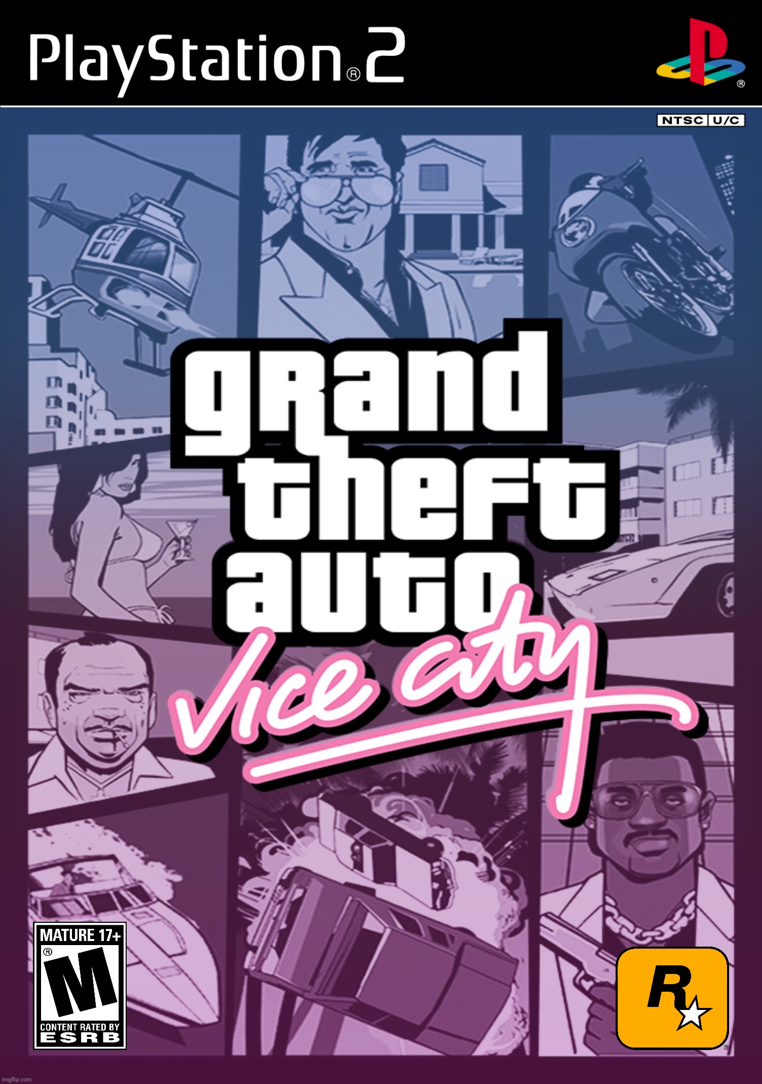 Grand Theft Auto Vice City PS2 Alt. Cover | image tagged in blank white template | made w/ Imgflip meme maker