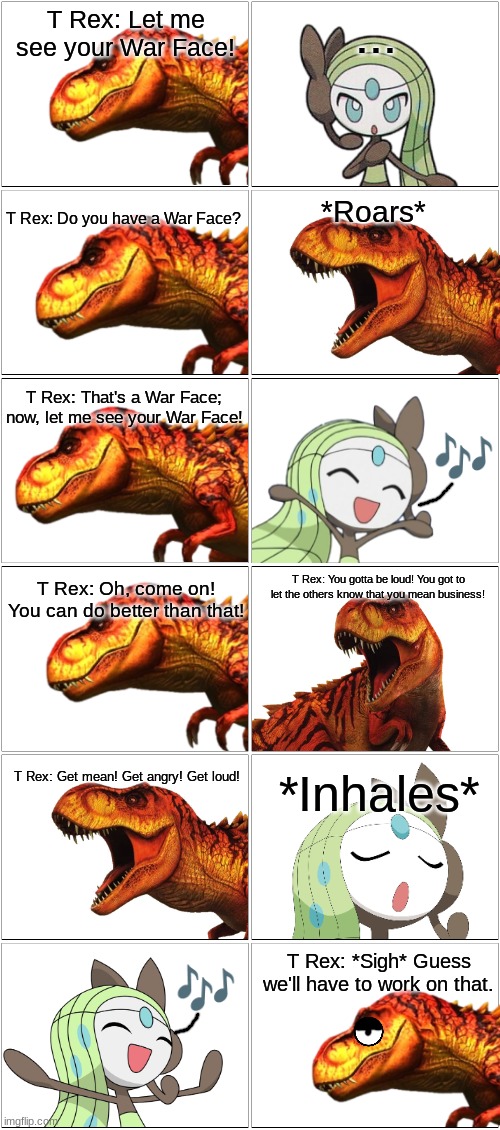 A T Rex training Melody how to be loud.mp3 | image tagged in comic,melody,jurassic park,jurassic world,jurassic park/world | made w/ Imgflip meme maker