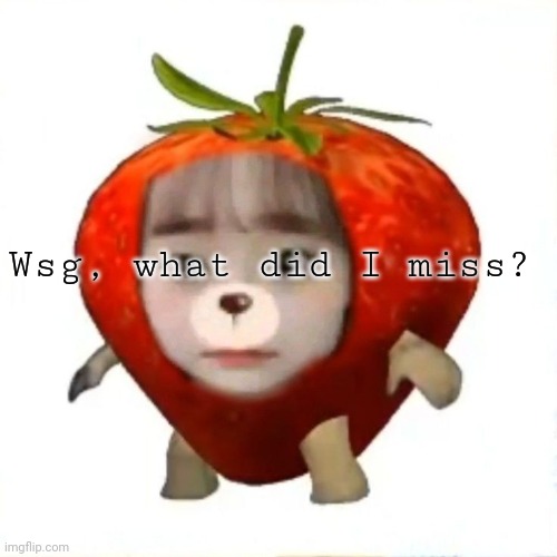 I'm back for a bit and then I go back to hibernation | Wsg, what did I miss? | image tagged in strawberry chuu | made w/ Imgflip meme maker