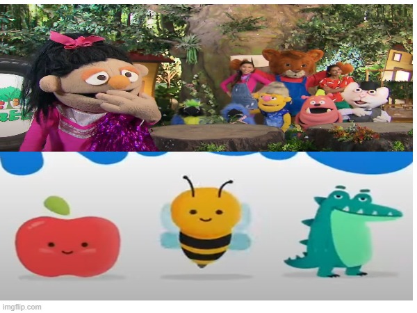 Apple, Bee and Crocodile (ABC Kids) watches Junction Tree for the first time. | made w/ Imgflip meme maker